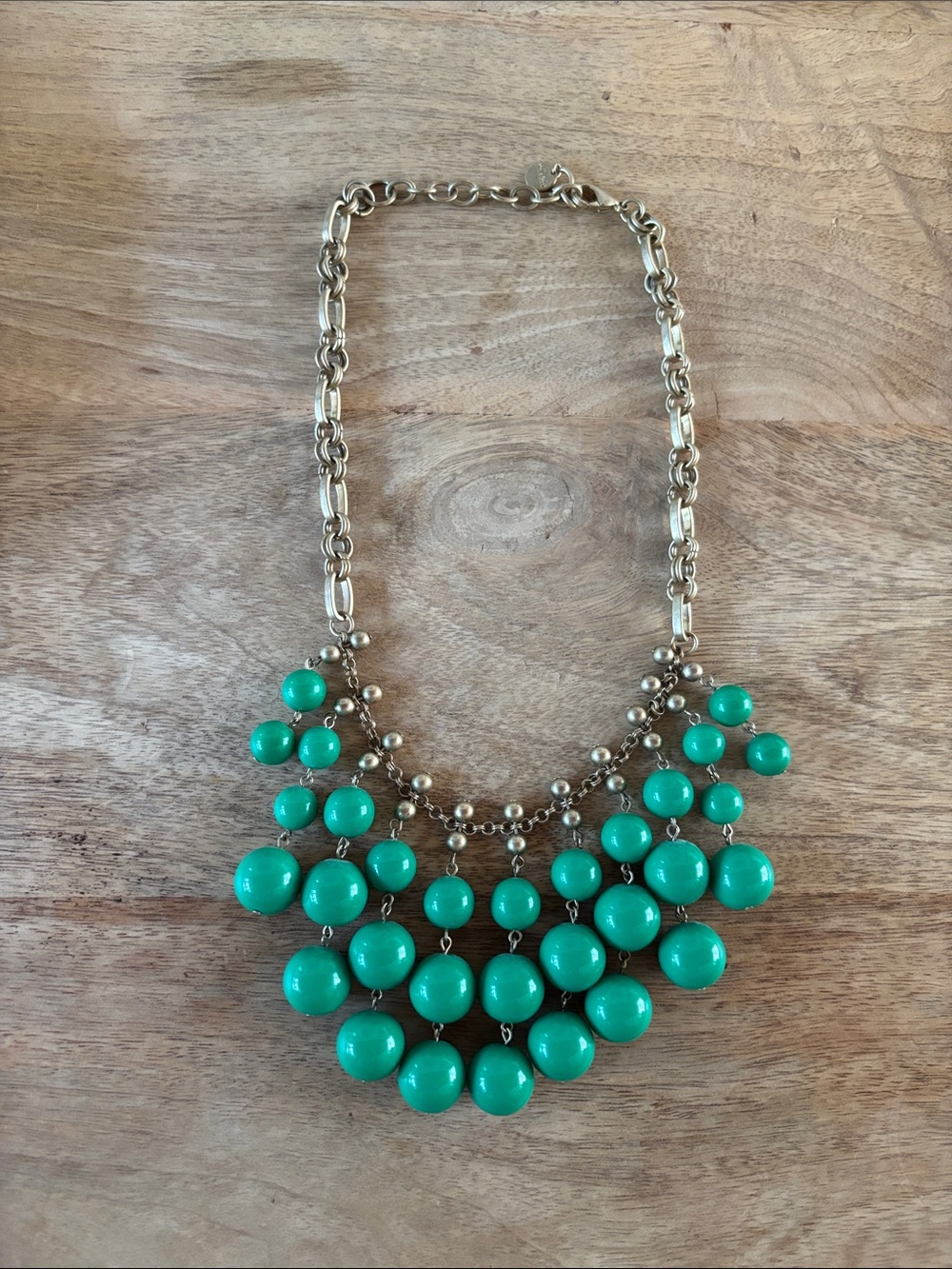 Stella & Dot Green Beaded Statement Necklace - Gold Chain